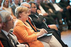 Angela Merkel im Christlichen Gästezentrum Schönblick by Medienmagazin pro Bundeskanzlerin Angela Merkel im Plenum sitzend